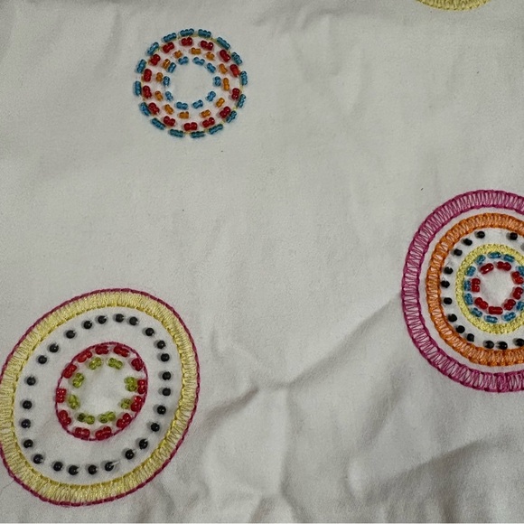 Bamboo Traders White Mini Skirt Beaded Circles Sz 12 Cotton Tropical Retro Y2K - Picture 5 of 8